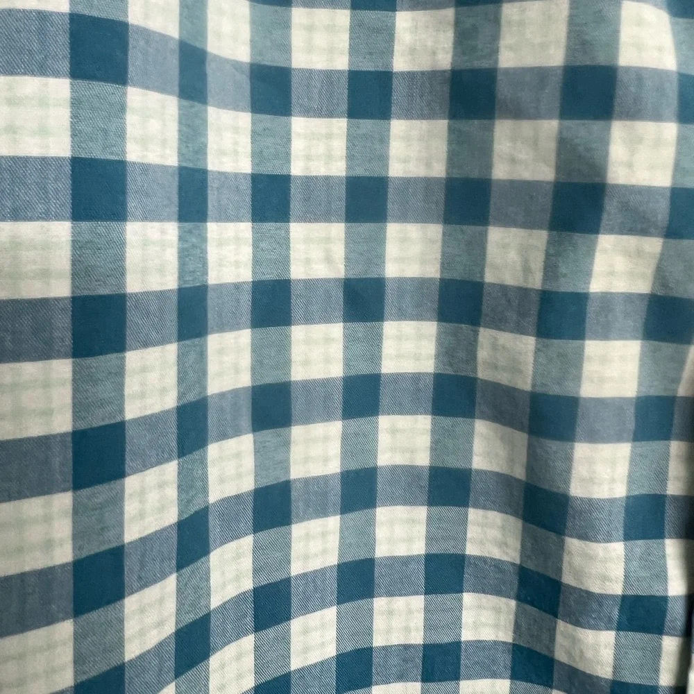 Banana Republic Men's Blue white and Green Gingham‎ Shirt Size Medium